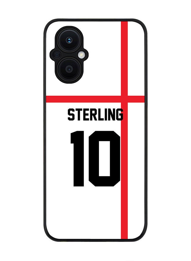 Stylizedd Rugged Black edge case for Oppo Reno7 Z  Slim fit Soft Case Flexible Rubber Edges Anti Drop TPU Gel Thin Cover - Football Team - England Player Name - Sterling - Image 1