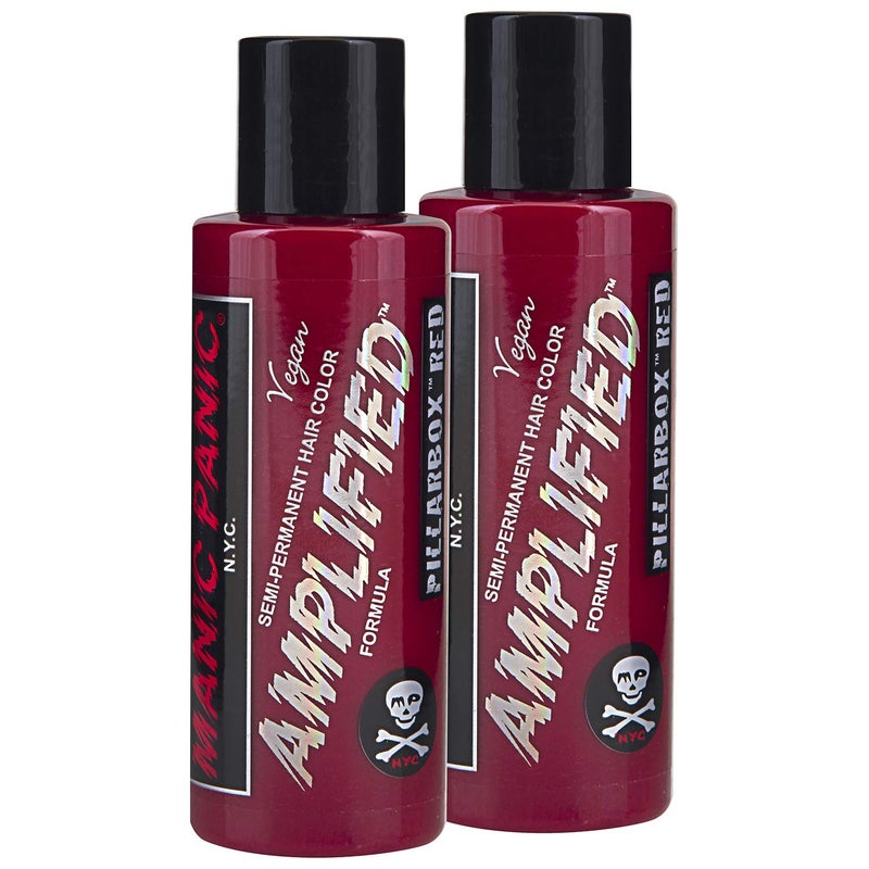 MANIC PANIC Pillarbox Red Hair Color - Amplified - (2PK) Semi Permanent Hair Dye - Deep True Red Color - For Dark & Light Hair - Vegan, PPD & Ammonia-Free - For Coloring Hair with Men & Women - Image 1