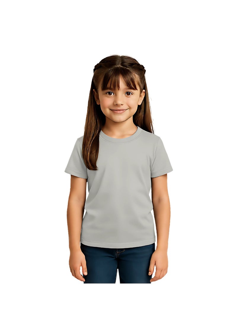Printshop4me Kids Round Neck Girls T Shirt 170 GSM Pure Cotton Basic Colors - Image 1