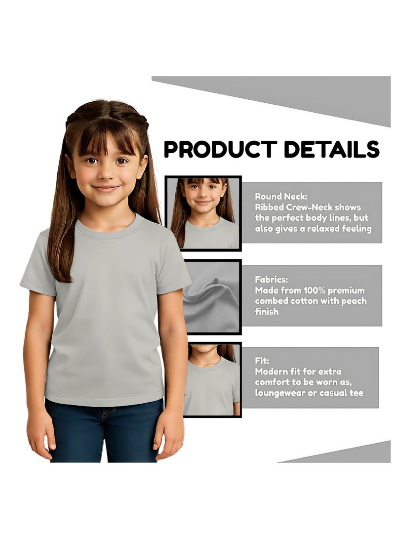 Printshop4me Kids Round Neck Girls T Shirt 170 GSM Pure Cotton Basic Colors - Image 3