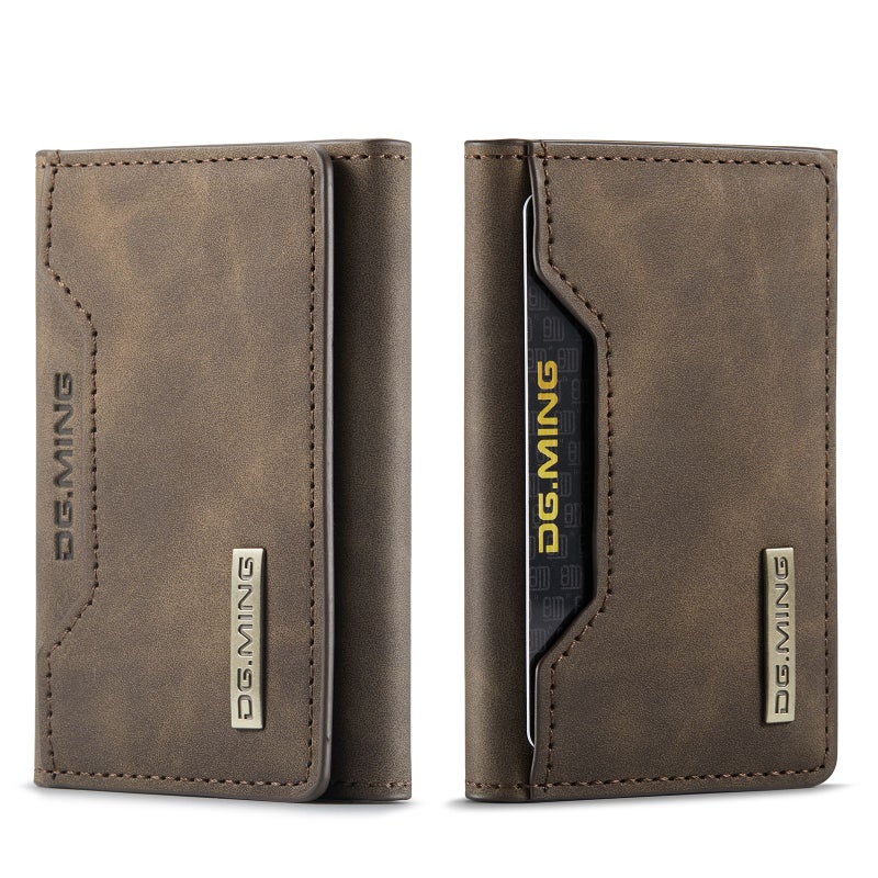 DG.MING Retro Coffee Tri-fold Wallet Card Case Coffee 