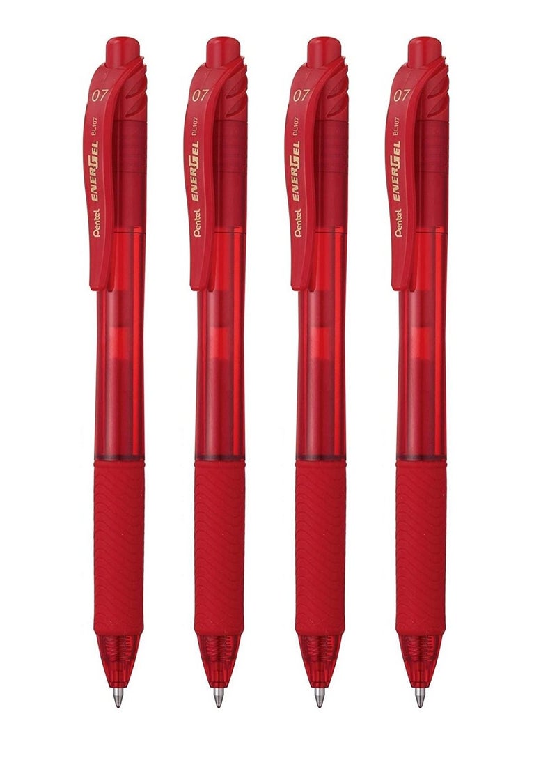 Pentel 4-Piece Energel Gel Ink Pen 0.7mm Tip Red Ink - Image 1