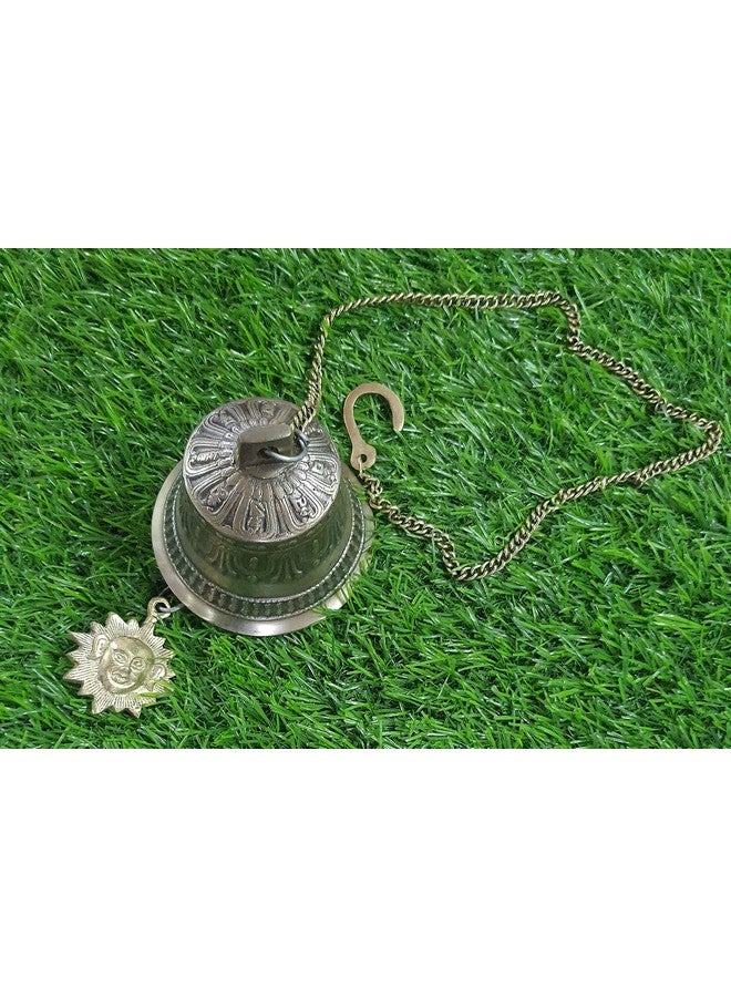 NIM Bronze Style Antique Finish Hanging Bell with Chain Beautifully Carved Gentle and Peaceful Sound Home Office Door Balcony Hanging Bell for Decoration - Image 4