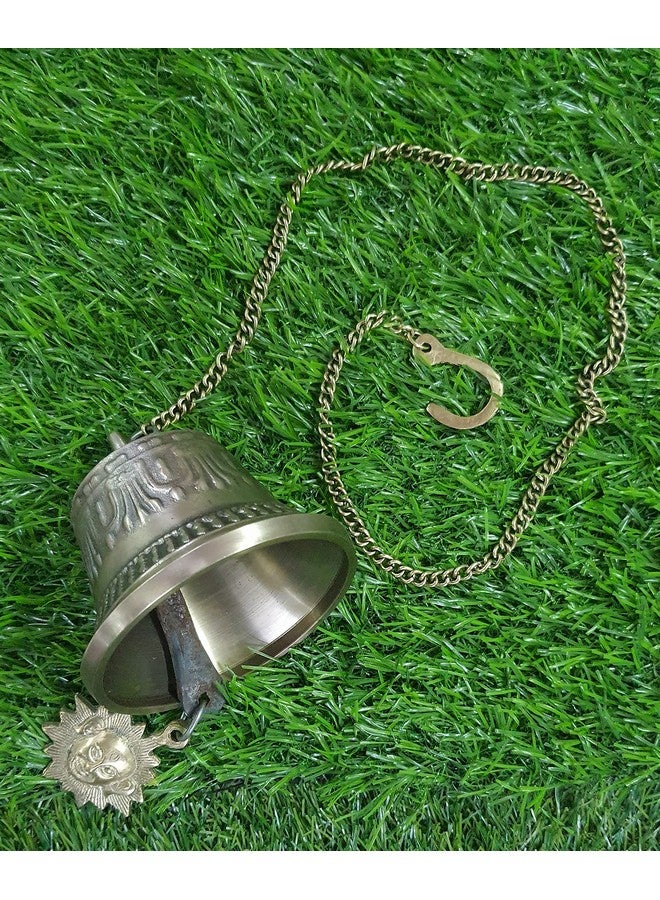 NIM Bronze Style Antique Finish Hanging Bell with Chain Beautifully Carved Gentle and Peaceful Sound Home Office Door Balcony Hanging Bell for Decoration - Image 3