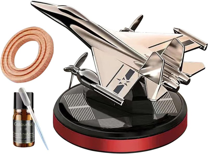 cheekyglo Solar Aircraft Car Aromatherapy Decor with Essential Oil, Solar Energy Rotating Helicopter Design Aromatherapy Diffuser Car Air Freshener Essential Oil Diffuser for Car Office Home - Image 1