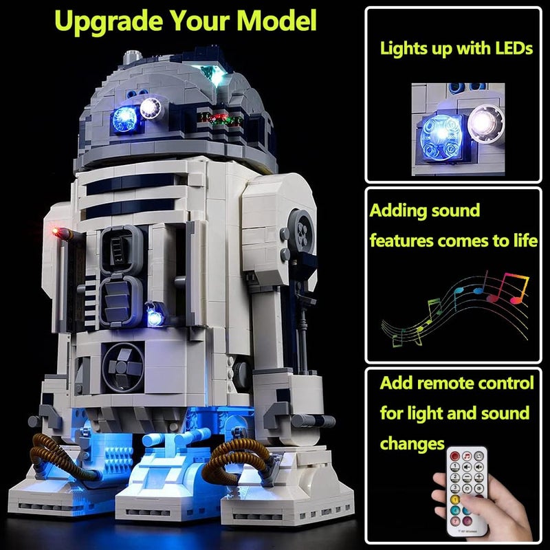 Kyglaring LED Light Kit Compatible with Lego R2D2 75308 Building Set Upgraded Lighting Accessories for Star Wars R2 D2 Building Blocks Lights Only Model Not Included RC Sound Version - Image 3