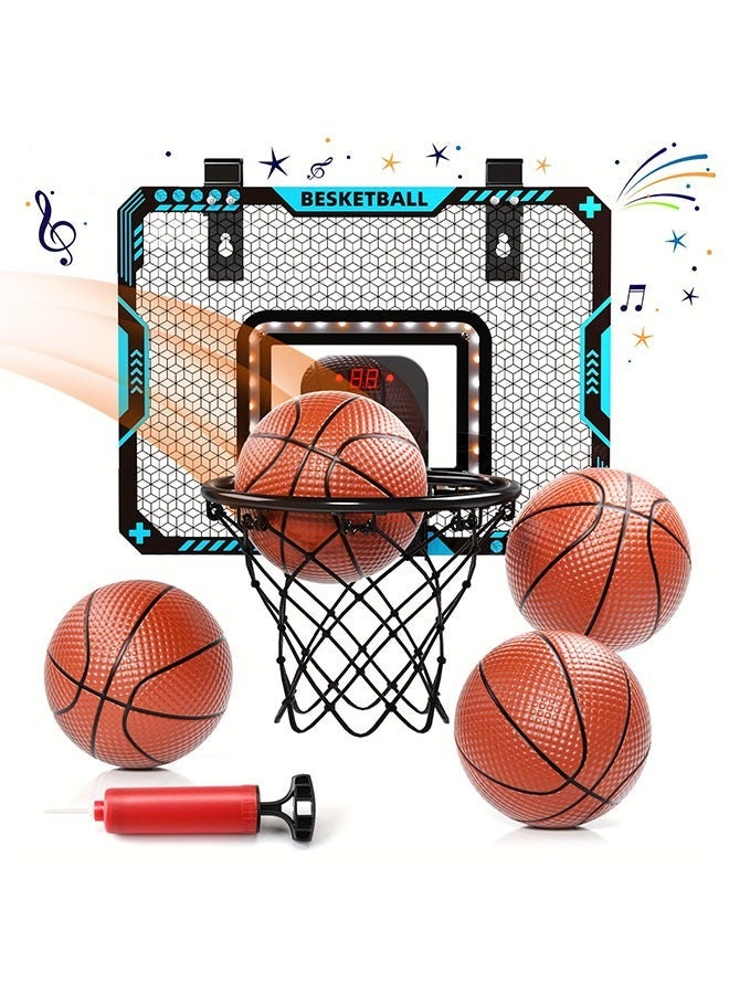 Mini Basketball Stand Set with Basketball, LED Lighting, Electronic Scoreboard, Indoor and Outdoor Sports, Door Basket, Birthday Gift, Christmas Gift - Image 1