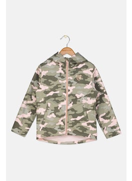 Body Glove Kids Girl Hooded Camouflage Sweatshirt, Green Combo  - Image 1