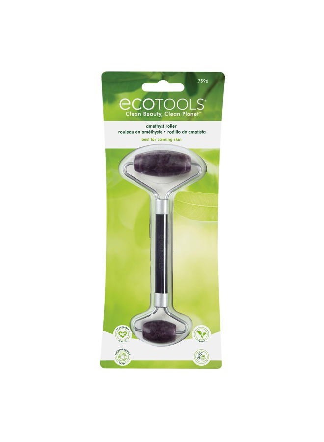 Ecotools Amethyst Facial Roller, Real Stone Face Roller & Massager, Skincare & Sculpting Tool, Reduces Puffiness & Dark Circles, Eco-Friendly Beauty Tool, Vegan & Cruelty-Free, 1 Count - Image 2