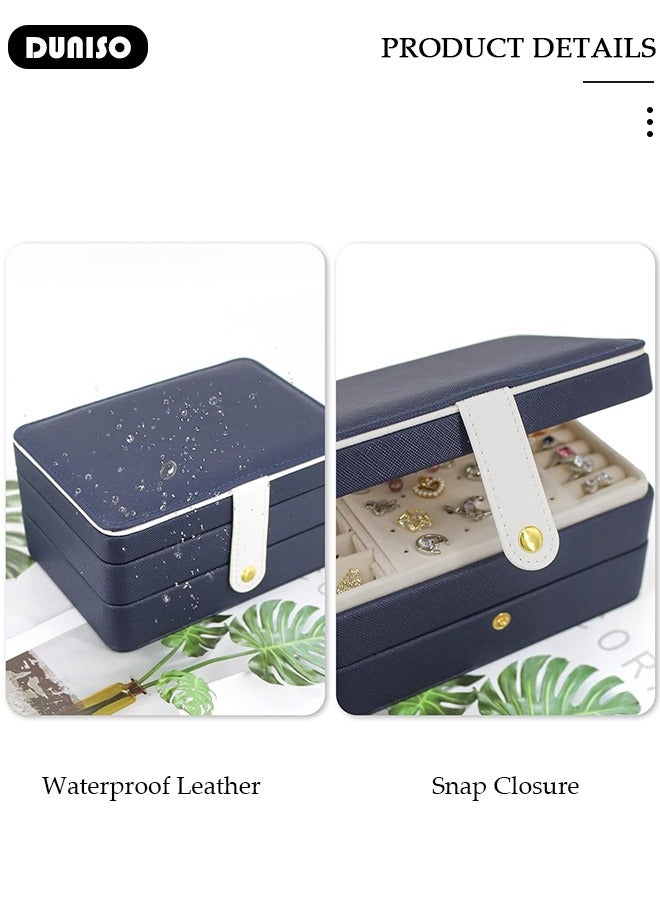 DUNISO Jewelry Box for Women, Large Capacity Double Layer Display Jewellery Organizer with Removable Tray & Partition, 3Tiers Jewellery Storage Case, Travel Jewel Holder Cabinet for Earing, Necklace, Bracelet, Rings  - Image 5
