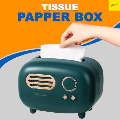 Karomouj Tissue Paper Box Holder – Vintage Retro Tissue Box Holder for Home with Supportive Legs for Living Room, Bedroom, Kitchen, Car & Office – Multicolor Tissue Organizer (Pack of 1) - Image 2