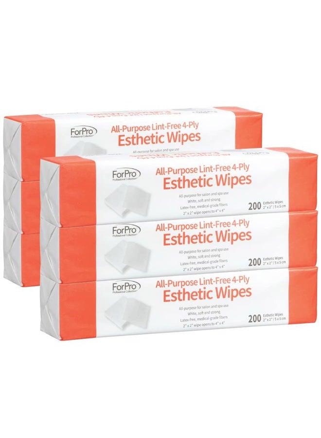ForPro Professional Collection All-Purpose Lint-Free 4-Ply Esthetic Wipes, for Salon and Spa Use, Soft, Strong and Durable, Latex-Free, 2” x 2”, 200-Count (Pack of 6) - Image 1