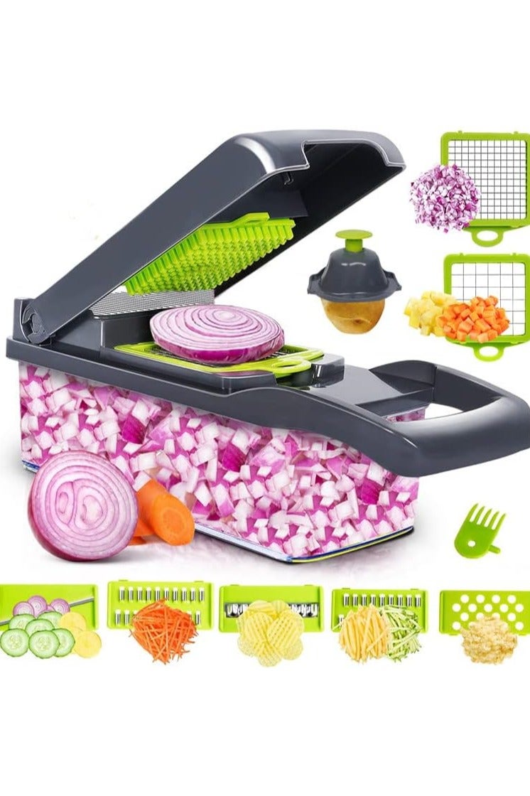كيمايا مفرمة خضراوات وأطعمة 12 في 1، قطاعة مطبخ متعددة الشفرات مع حاوية، طهي سريع وسهل وخالي من الفوضى - Image 1