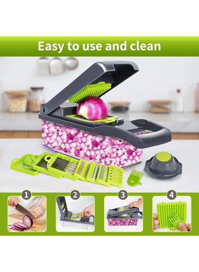 كيمايا مفرمة خضراوات وأطعمة 12 في 1، قطاعة مطبخ متعددة الشفرات مع حاوية، طهي سريع وسهل وخالي من الفوضى - Image 3