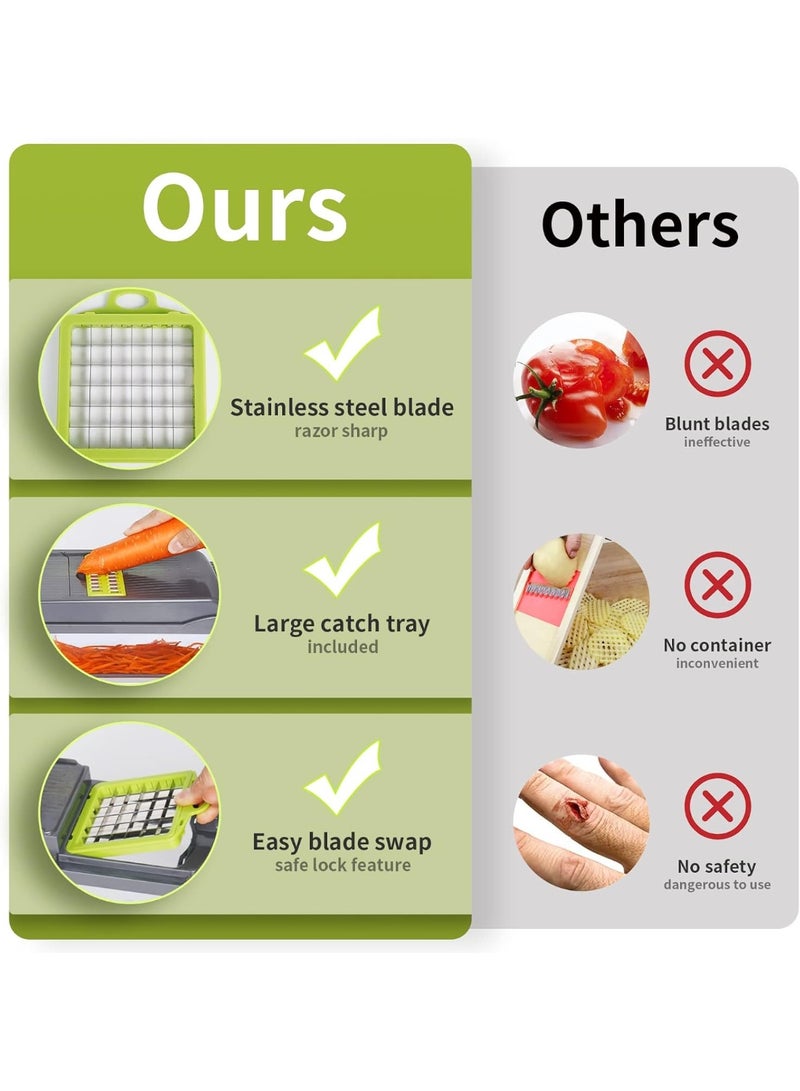 كيمايا مفرمة خضراوات وأطعمة 12 في 1، قطاعة مطبخ متعددة الشفرات مع حاوية، طهي سريع وسهل وخالي من الفوضى - Image 4