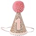 Agkvw Rose Gold 1st Birthday Crown and Cake Smash Props Girls Party Hat Pink Glitter Decorations - Image 3
