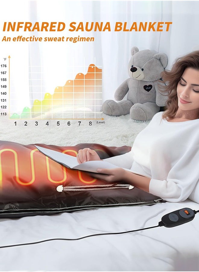 Garlo - Infrared Sauna Blanket for Detoxification, Portable Far Infrared Sauna Blanket for Home, Detoxify and Relieve Fatigue, Sauna Blanket with 45-80℃ and 30-60 Minutes Timer Switch Controller, 180cm x 80cm - Image 1