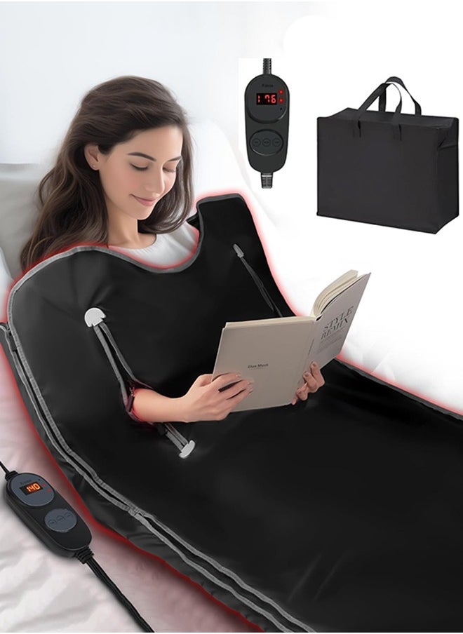 Garlo - Infrared Sauna Blanket for Detoxification, Portable Far Infrared Sauna Blanket for Home, Detoxify and Relieve Fatigue, Sauna Blanket with 45-80℃ and 30-60 Minutes Timer Switch Controller, 180cm x 80cm - Image 1