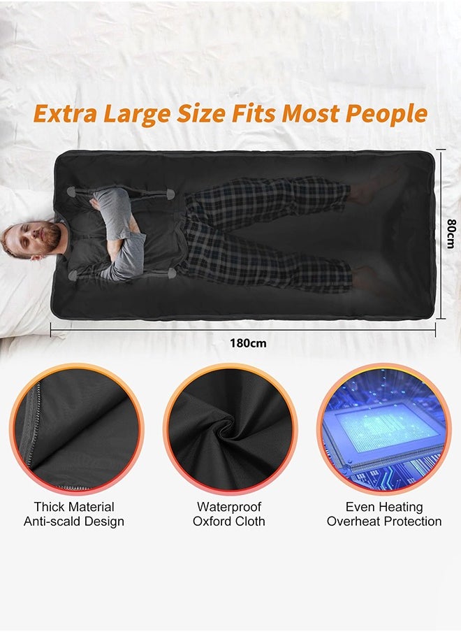 Garlo - Infrared Sauna Blanket for Detoxification, Portable Far Infrared Sauna Blanket for Home, Detoxify and Relieve Fatigue, Sauna Blanket with 45-80℃ and 30-60 Minutes Timer Switch Controller, 180cm x 80cm - Image 1