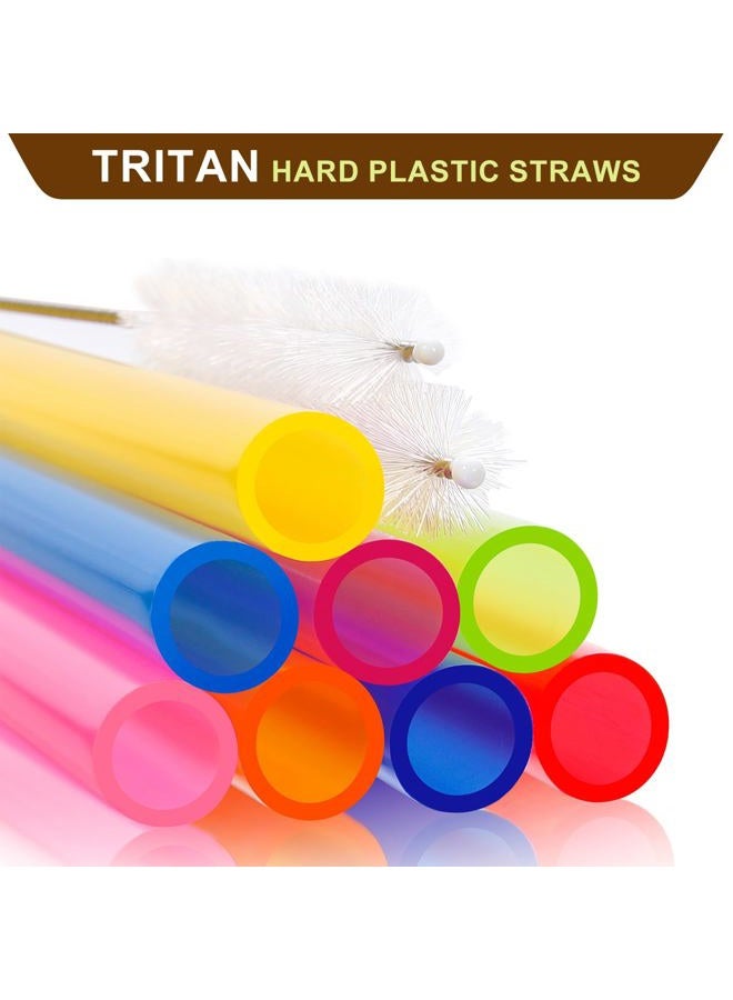 Hiware 8 Pcs Multi Colors Angled Tips Reusable Boba Straws/Smoothie Straws with 2 Cleaning Brushes - Extra Wide, BPA Free Plastic, 10.5" Long, 0.4" Inner Diameter, 10 Pcs - Image 3