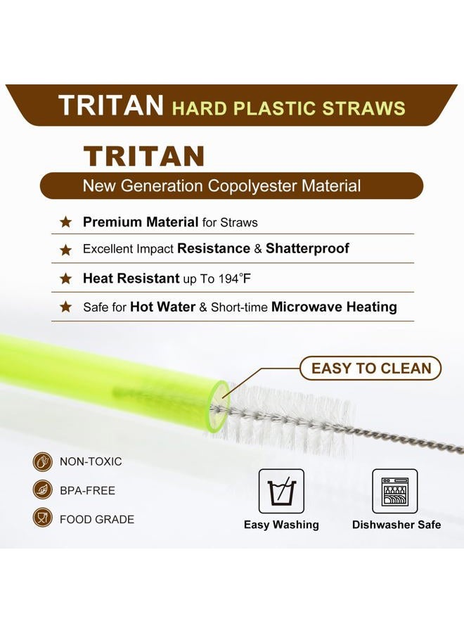 Hiware 8 Pcs Multi Colors Angled Tips Reusable Boba Straws/Smoothie Straws with 2 Cleaning Brushes - Extra Wide, BPA Free Plastic, 10.5" Long, 0.4" Inner Diameter, 10 Pcs - Image 2