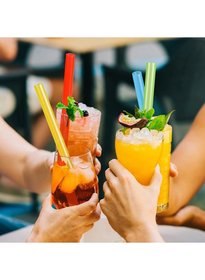 Hiware 8 Pcs Multi Colors Angled Tips Reusable Boba Straws/Smoothie Straws with 2 Cleaning Brushes - Extra Wide, BPA Free Plastic, 10.5" Long, 0.4" Inner Diameter, 10 Pcs - Image 5