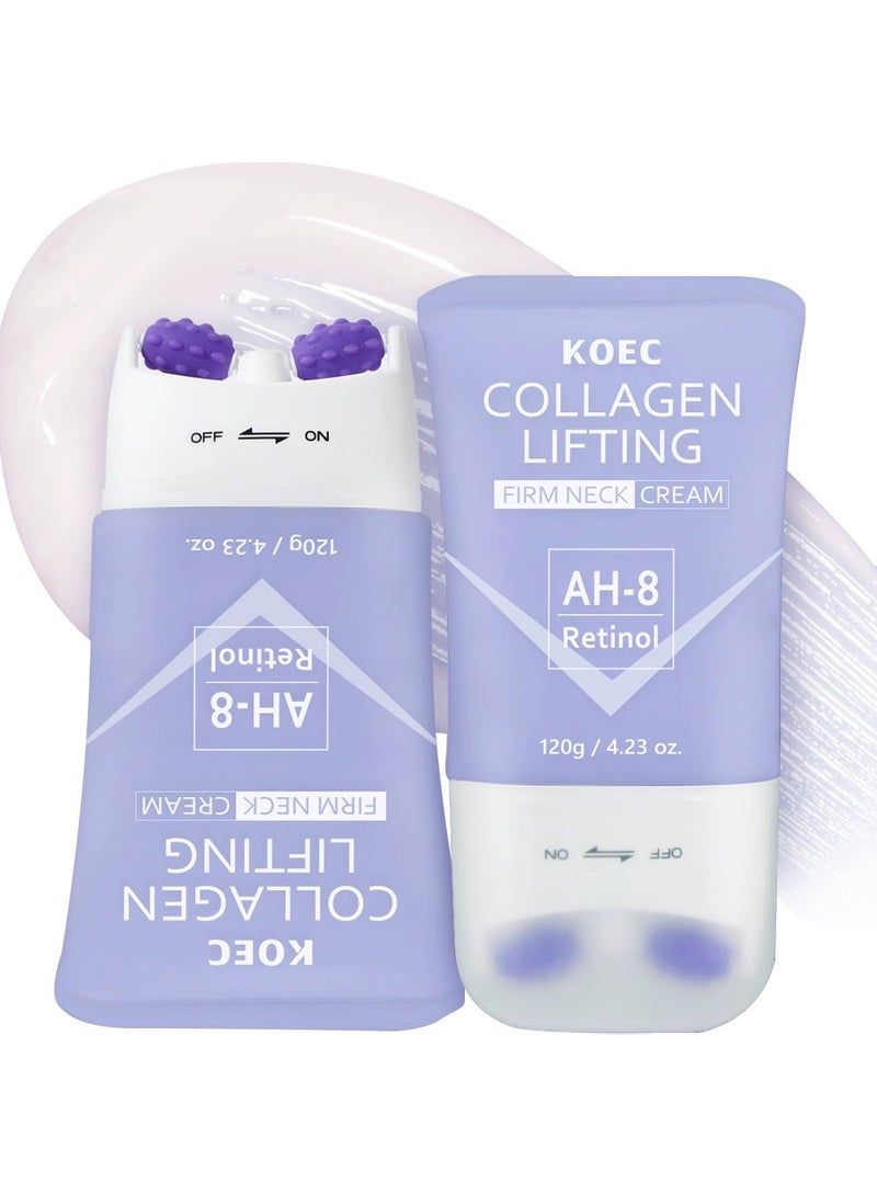 AH-8 Firming Neck Cream for Crepey Skin Body Care Comfort, New Upgrade Neck Firming Cream with Roller, Moisturizing, Tightening Lotions Cosmetic Skin Body Care Repair，120g