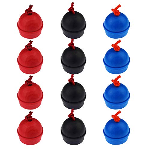 Zelerdo 12 Pack Rubber Pool Billiard Cue Chalk Holders with Cord, 3 Colors - Image 1
