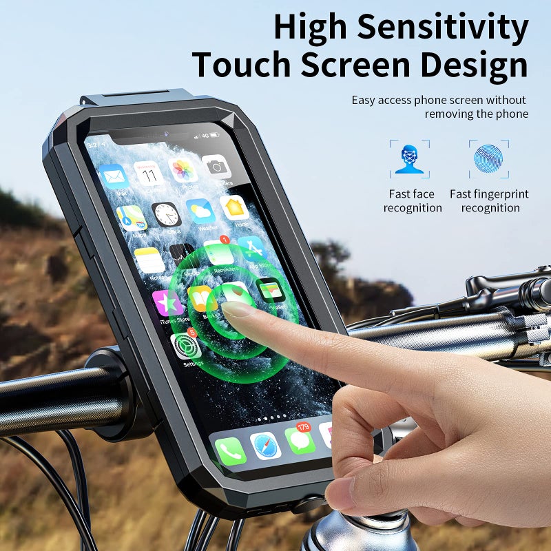 Kewig Bike Phone Mount Waterproof, Motorcycle Phone Mount with Aluminum Alloy Handlebar Mount Base & Touch-Screen, 360 Rotation Bike Phone Holder Suitable for 5.5'' - 7.0'' Cellphones - Image 3
