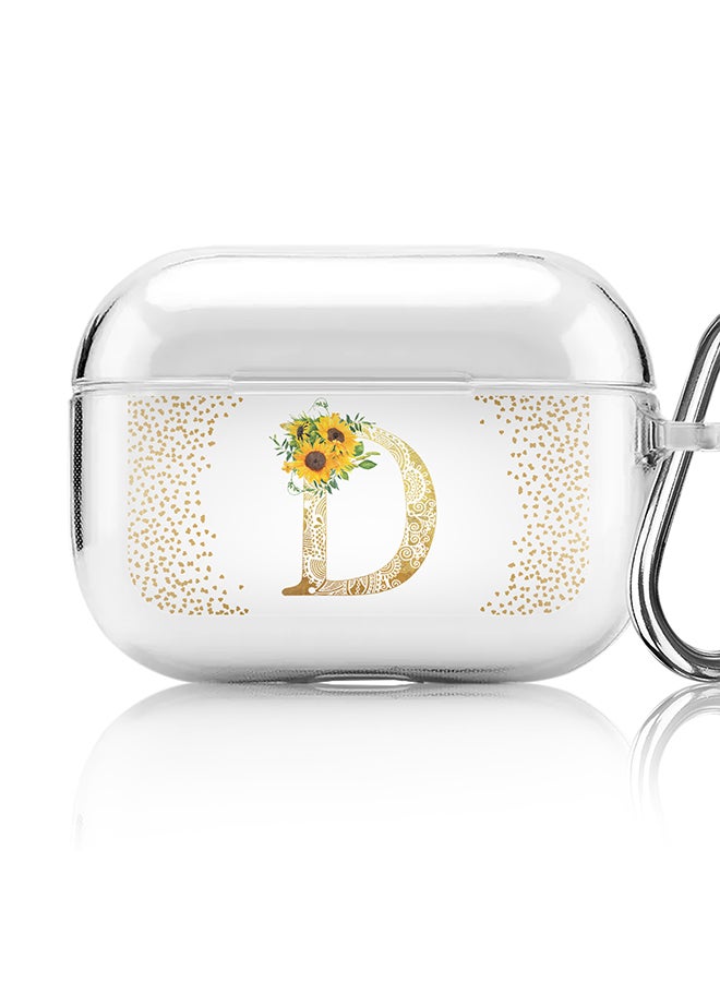Stylizedd Classic Clear printed Case for Apple Airpods Pro Soft TPU Gel Thin Transparent Flexible Cover - Custom Monogram Initial Letter Mandala Floral Pattern Alphabet - D (Clear ) - Image 1