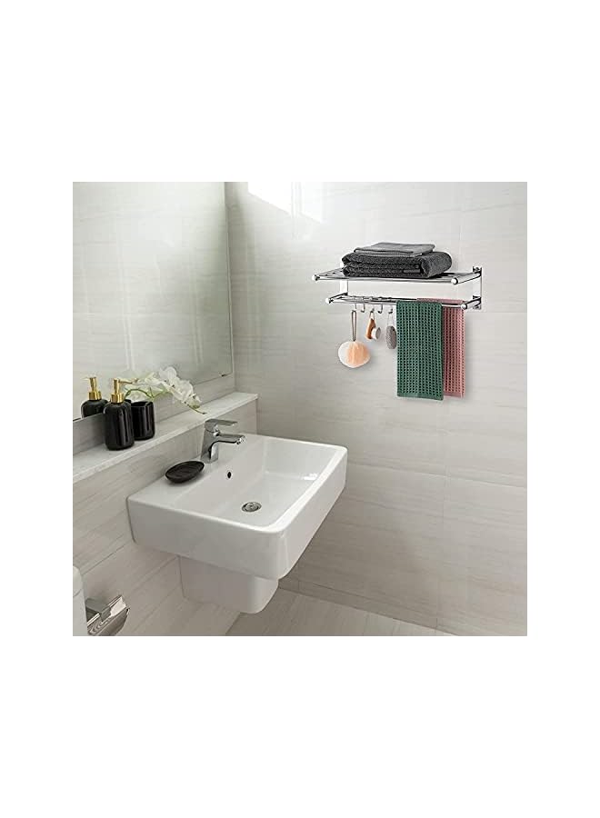 PROMASS Bathroom Towel Rack Set with 5 Removable Hook,Folding Towel Bars Wall Mount Holder,Anti-rust Water-proof,SUS 304 Stainless Steel,Strong load-bearing,Toilet Bathroom Bath Towel Cleaning Tools Holder - Image 5