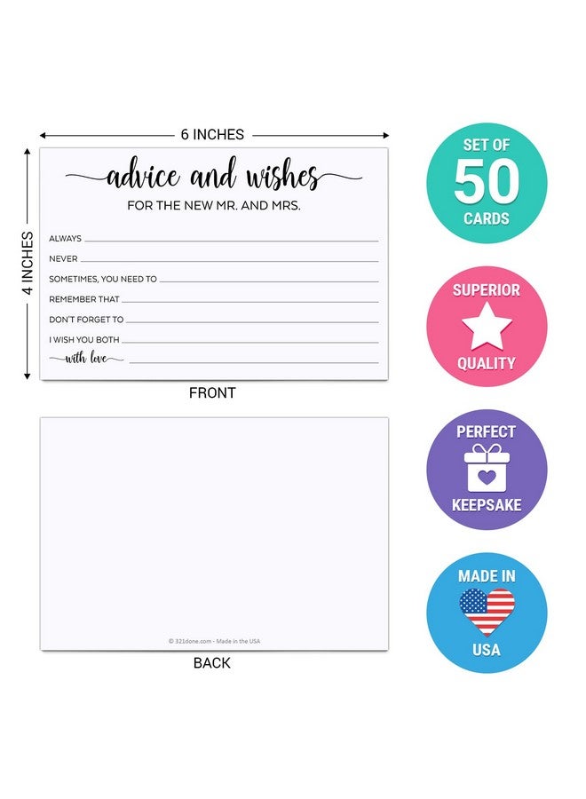 321 دن نصائح وتمنيات للسيد والسيدة، صنع في الولايات المتحدة الأمريكية - 4X6 أبيض، نصائح زفاف للعروس والعريس والمتزوجين حديثًا وحفلات الزفاف، ورق مقوى فاخر سميك بتصميم بسيط وبسيط - 50 بطاقة - Image 2