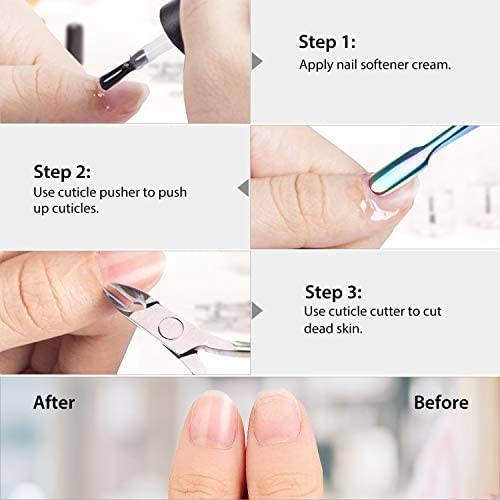 Easkep Cuticle Trimmer with Cuticle Pusher, Cuticle Remover Professional Stainless Steel Cuticle Cutter Nippers Rainbow Sharp Sturdy Pedicure Manicure Tools for Fingernails and Toenails 1 - Image 4