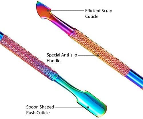 Easkep Cuticle Trimmer with Cuticle Pusher, Cuticle Remover Professional Stainless Steel Cuticle Cutter Nippers Rainbow Sharp Sturdy Pedicure Manicure Tools for Fingernails and Toenails 1 - Image 3