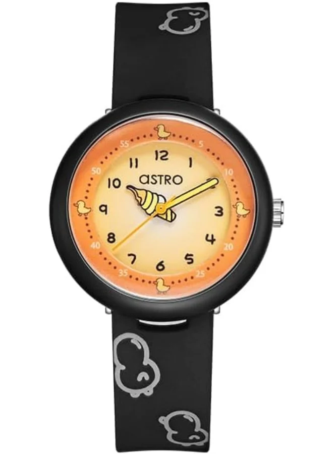 ASTRO Astro Kids Japan PC21 Movement Watch, Analog Display and Silicon Strap - A23811-PPBO, Black