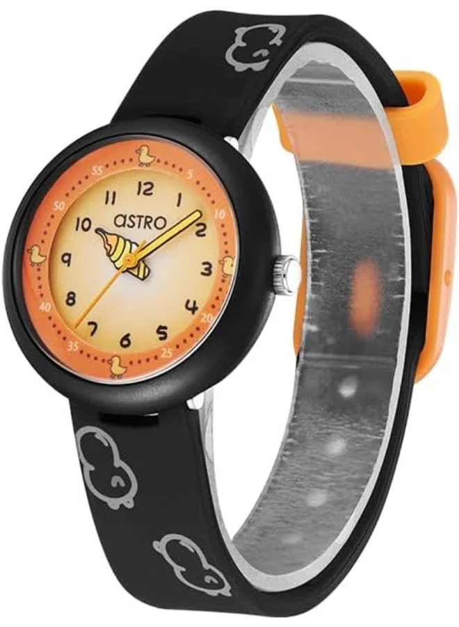 ASTRO Astro Kids Japan PC21 Movement Watch, Analog Display and Silicon Strap - A23811-PPBO, Black