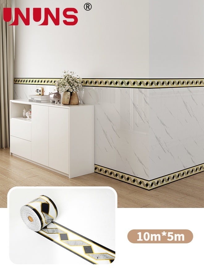 UNUNS Wall Border,Waterproof Wallpaper Border,3D Wall Border Paper,Self-Adhesive Skirting Line Wall Border Stickers, Waterproof Wall Tile Borders Stickers for Bedroom Bathroom Kitchen,10cm*5m - Image 5