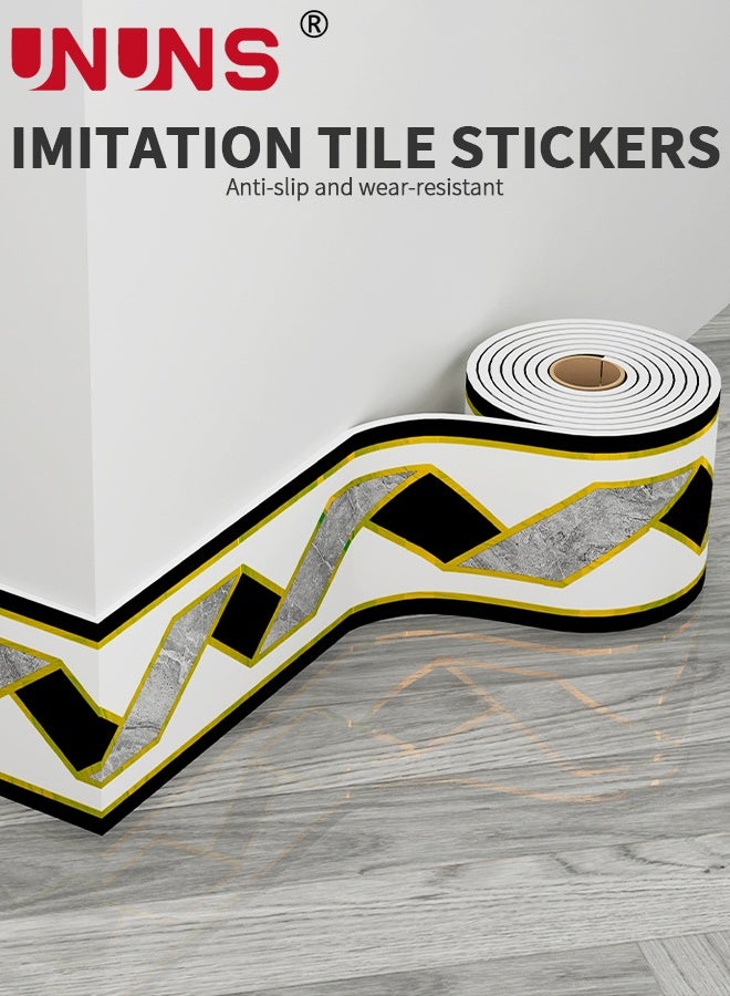 UNUNS Wall Border,Waterproof Wallpaper Border,3D Wall Border Paper,Self-Adhesive Skirting Line Wall Border Stickers, Waterproof Wall Tile Borders Stickers for Bedroom Bathroom Kitchen,10cm*5m - Image 2