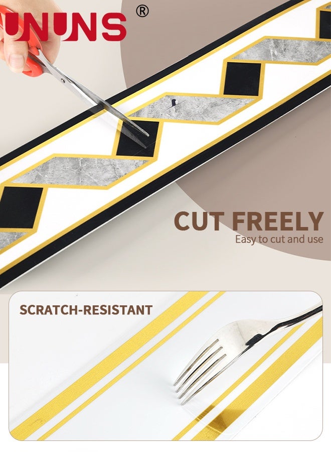 UNUNS Wall Border,Waterproof Wallpaper Border,3D Wall Border Paper,Self-Adhesive Skirting Line Wall Border Stickers, Waterproof Wall Tile Borders Stickers for Bedroom Bathroom Kitchen,10cm*5m - Image 4