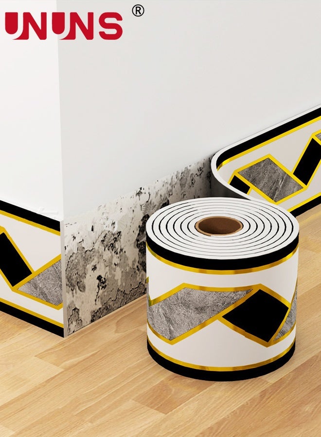 UNUNS Wall Border,Waterproof Wallpaper Border,3D Wall Border Paper,Self-Adhesive Skirting Line Wall Border Stickers, Waterproof Wall Tile Borders Stickers for Bedroom Bathroom Kitchen,10cm*5m - Image 1