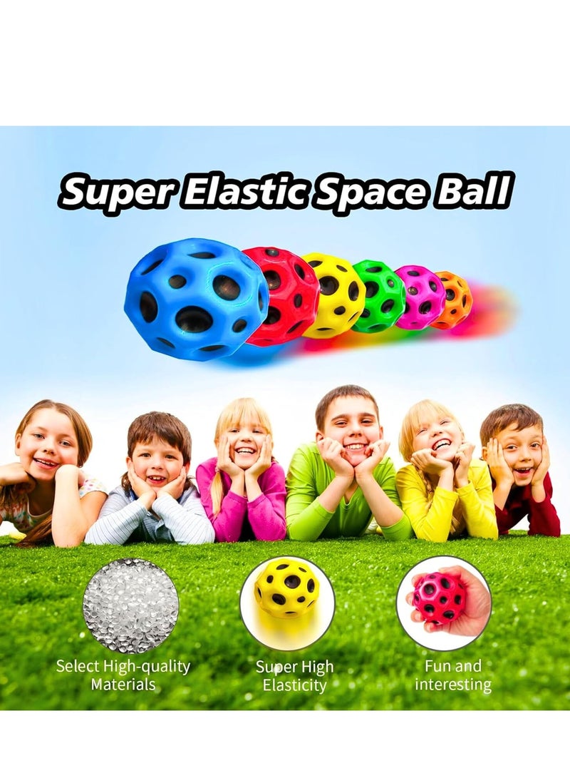 MAGIC VAULT 6 قطع كرة القمر، كرات الفضاء، كرة القفز الأسترو، كرات قفز فائقة الارتفاع، لعبة كرة قافزة، كرة الفضاء الصوتية، كرة الفضاء القافزة فائقة الارتفاع لتحسين التنسيق بين اليد والعين - Image 2