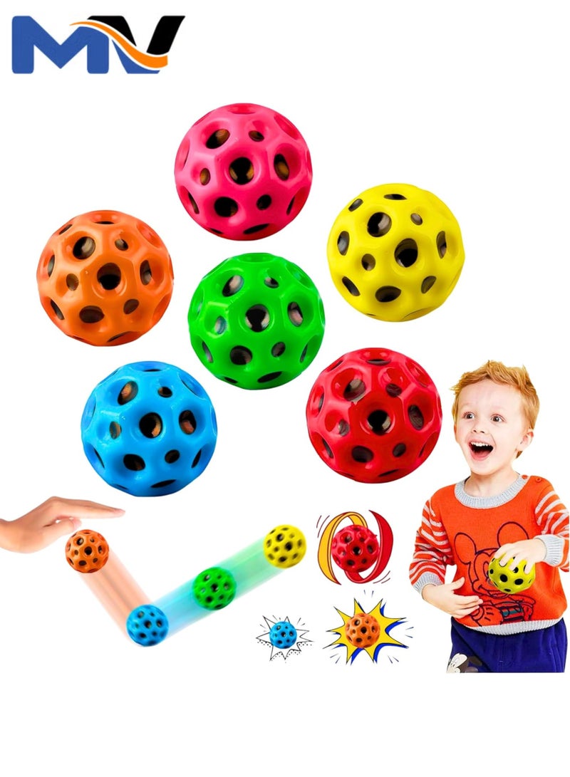 MAGIC VAULT 6 قطع كرة القمر، كرات الفضاء، كرة القفز الأسترو، كرات قفز فائقة الارتفاع، لعبة كرة قافزة، كرة الفضاء الصوتية، كرة الفضاء القافزة فائقة الارتفاع لتحسين التنسيق بين اليد والعين - Image 1