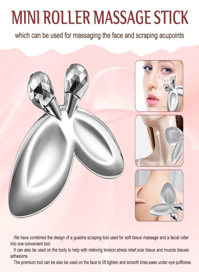 erdnretl Gua Sha Facial Tools and Face Roller Set, Stainless Steel Facial Sculpting Eyes Roller Guasha for Face, Chin & Jawline Sculpting,Skin Care (Stainless Steel) - Image 4