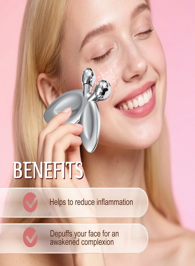 erdnretl Gua Sha Facial Tools and Face Roller Set, Stainless Steel Facial Sculpting Eyes Roller Guasha for Face, Chin & Jawline Sculpting,Skin Care (Stainless Steel) - Image 2