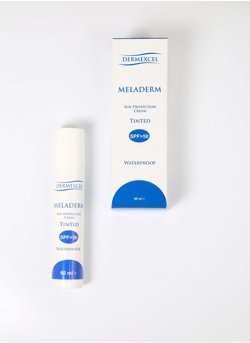 Dermexcel Meladerm Sun Protection Cream SPF>50 -  Waterproof Sun Protection Cream - Natural Tinted Coverage Sunscreenn  - Image 1