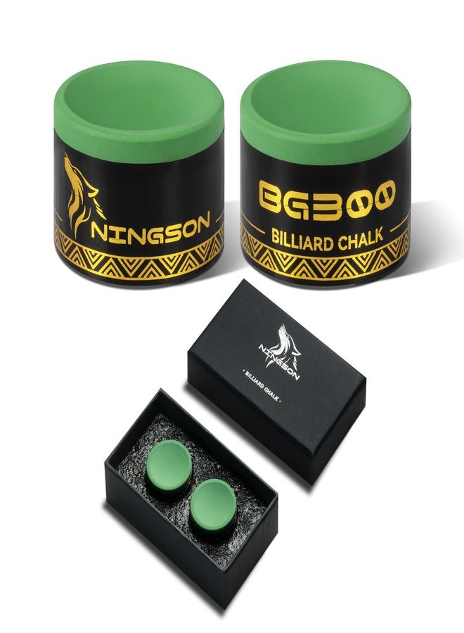 NINGSON Pool Cue Chalk 2 Pack, Nano Billiard Chalk Round Cue Chalk, Smooth Low Residue Pool Chalk, Reduce Miscue, Durable Long Lasting Chalk for Pool Table, Bars, Clubs & Home – Green - Image 1