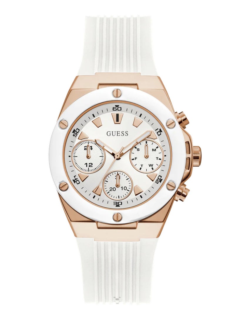 GUESS Women Athena White Rose Gold Tone Multi-function Watch GW0030L3 - Image 1