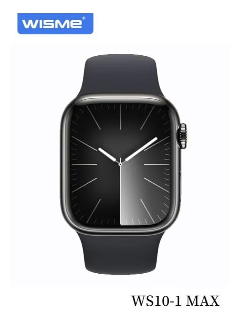WISME - WS10-1 MAX Multi-Functional Smartwatch with 7 Pairs of Straps and Charging Cable – Stylish & Versatile Smartwatch for Ladies and Gents, Black - Image 1