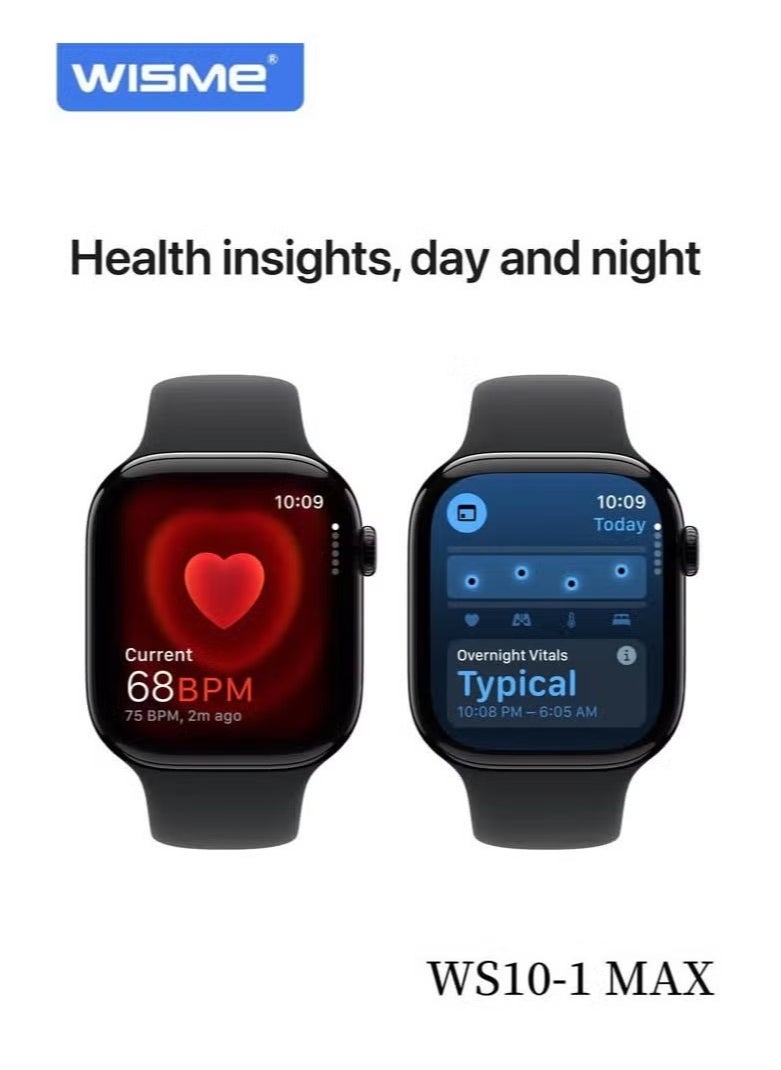 WISME - WS10-1 MAX Multi-Functional Smartwatch with 7 Pairs of Straps and Charging Cable – Stylish & Versatile Smartwatch for Ladies and Gents, Black - Image 1
