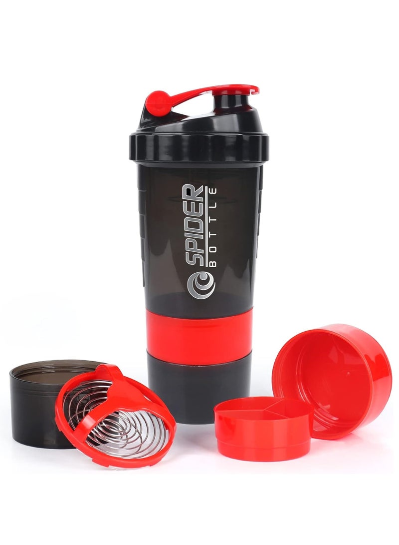 Generic Shaker Bottle,16oz Shaker Cup,Protein Shaker Bottle with Storage & Shaker Ball,GYM Shaker Bottles for Protein Shakes,Sports Shake Mixer Bottle,100% Leak Proof,BPA Free,3 Layer (Red) - Image 1